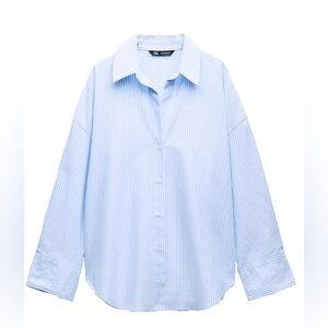 Zara Blue Striped Button-Up Shirt